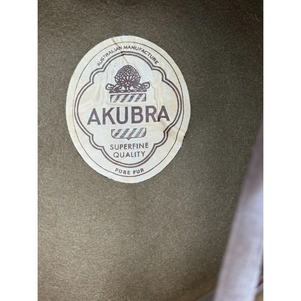 Akubra Aussie Slouch Hat 1601 Sz. 7 Superfine Pure Fur Australian Military Khaki